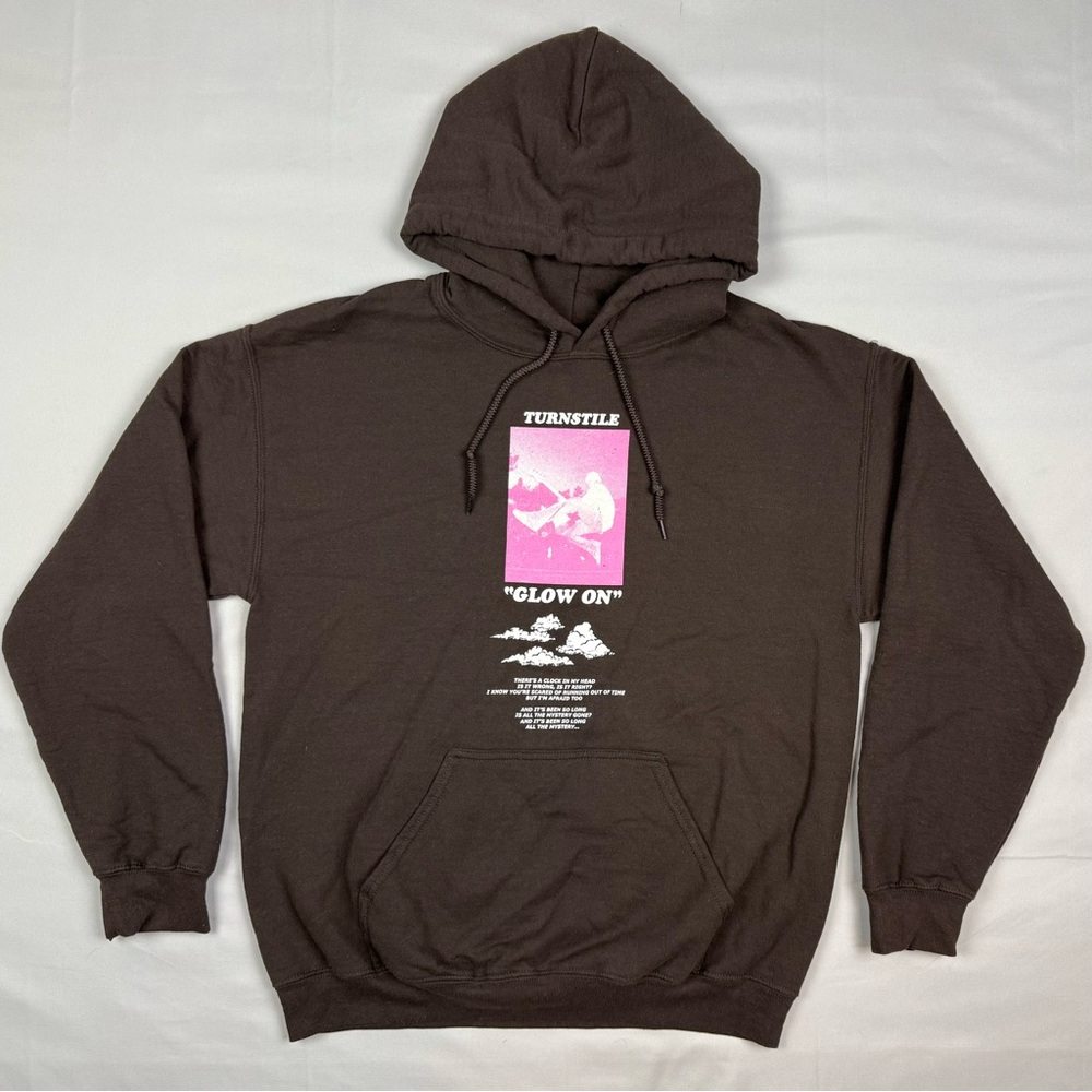 Turnstile Glow On Tour Hoodie Sweatshirt Sz Medium Official Merch Brown C1